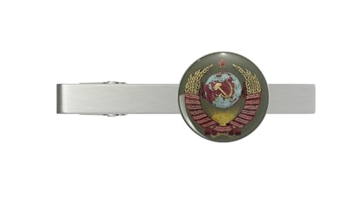 USSR Vintage Coat of Arms V02 Silver Tie Clip Tie Bar Veteran Gift