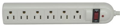 Jameco Valuepro 51W1-10204 6 Outlet Power Strip with Surge Suppressor, 4' Cord, 9.7" L x 1.85" W x 1.4" H
