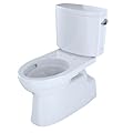 TOTO® Vespin® II Two-Piece Elongated 1.28 GPF Universal Height Skirted Toilet with CEFIONTECT and Right-Hand Trip Lever, Cotton White - CST474CEFRG#01