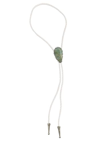 Image of Daisy Del Sol Bolo Tie Turquoise Stone Braided Vegan Faux Leather Silver Tips Handmade Necklace Adjustable Boho Western Jewelry