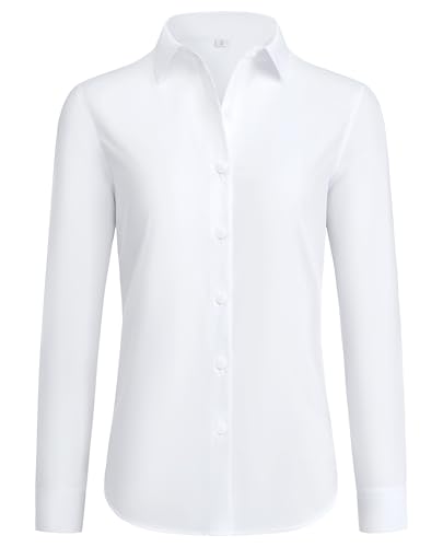 siliteelon Button Down Shirts for Women Wrinkle Free Dress Shirts Long Sleeve Shirts Formal Work Office Blouses Tops