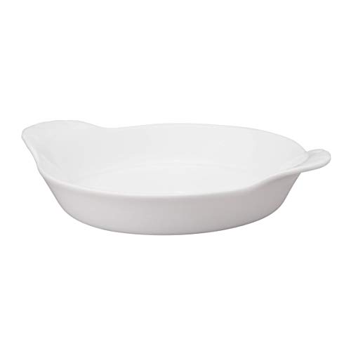 HIC Kitchen Round Au Gratin Baking Dish, Fine Porcelain, 4-Ounce
