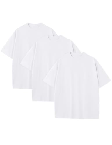 Image of Ogfao Mens Oversized T-Shirts Heavyweight Unisex Cotton T Shirts Baggy Loose Fit Basic Tees Plain Tshirts