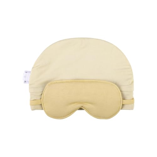 ZINGTERRA 2 in 1 Baby Hat with Sleep Mask Baby Girl Sleeping Eye Mask & Soft Eye Shade Newborn Baby Hat Sun Hat Baby Beanie Hats Baby Boy Bonnet Sleep Hat Baby for Travel & Home Khaki