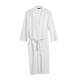 Cabilock Doux Peignoir Hommes De Luxe À Long Peignoir Hôtel Hôtel Robe Serviette de Nuit V- Cou Détente pour' été Automne Blanc Mâle M