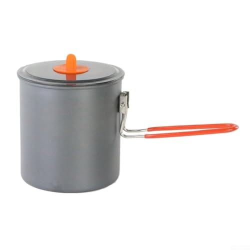 Honseadek Olla de cocina ligera de aleación de aluminio de 1000 ml con mango plegable para senderismo, picnic y mochileros al aire libre