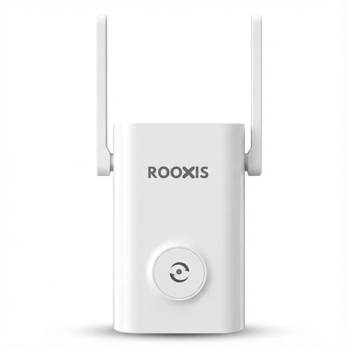 Rooxis WiFi Extender Signal Booster - AC1200 WiFi Booster & Repeater for Home | 10,000 Sq Ft Coverage, MU-MIMO, 1 Gigabit Ethernet Port | Internet Extender Range Booster, Dual Band, WPS Easy Setup