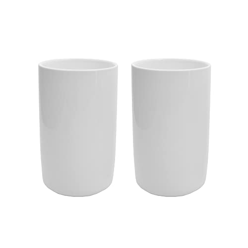 Gaolinci 2 Pcs Simple White Ceramic Mouthwash Cups, Bathroom Brushing Cup, 10 Oz #TOP9