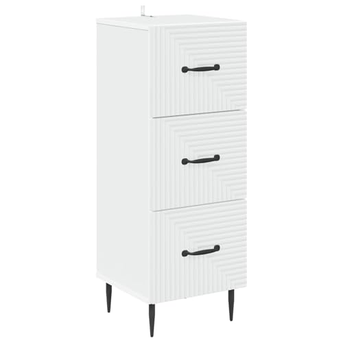 Kangardius Cajonera blanca de madera de 33 x 34,5 x 89,5 cm con 3 cajones, armario de almacenamiento versátil para oficina, salón, pasillo, con mucho espacio de almacenamiento y diseño estable