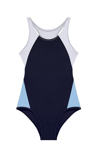 Image of Beautikini Period Swimwear One Piece Leakproof Menstrual Swimsuit Racerback Color Block Bathing Suit for Teen Girls Women