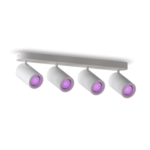 CALEX foco de techo LED inteligente de cuatro luces (ovalado), orientable, colores RGB y luz de fría a, regulable, control por aplicación y voz, blanco