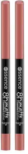 Image of Essence 8h matte comfort lipliner 04 Rosy Nude, lip liner, rose, defined lips, long-lasting colour, matte finish, comfortable wear, 0.3 g (Pack of 2)