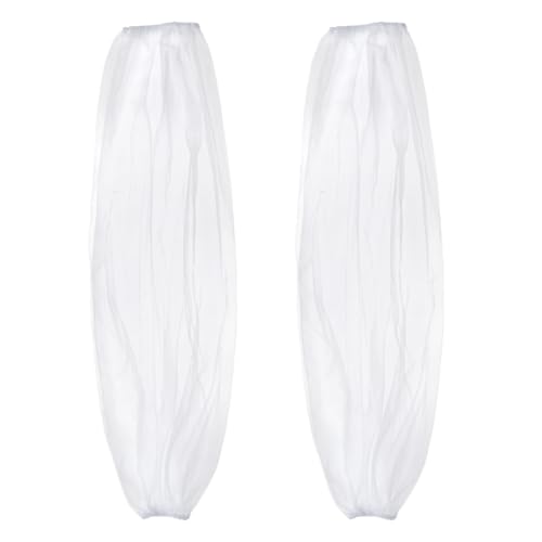 NBEADS 1 Pair Detachable Sleeves for Wedding, Women's Long Tulle Sleeves Removable Puff Sleeves for Wedding Dress, Bridal Arm Accessories, White, 31.5x10.6x0.04 Inch