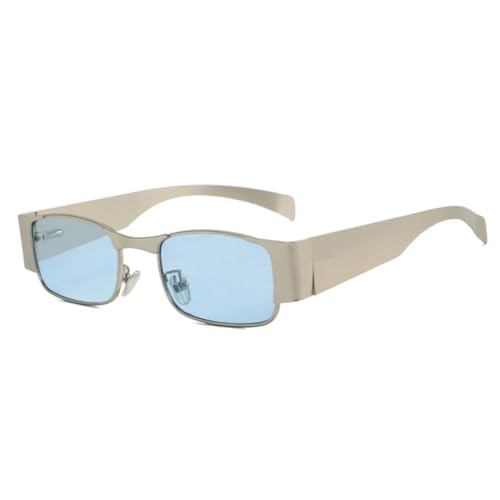 Lunettes de soleil de luxe rectangulaires vintage avec monture en métal et protection UV400