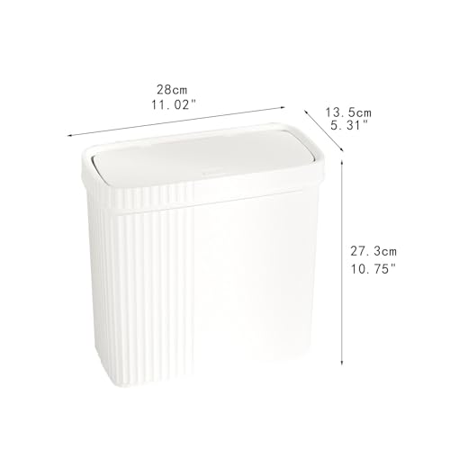Caneca de basura con tapa de presionar blanca 28x13.5x27.3 cm miniatura 3