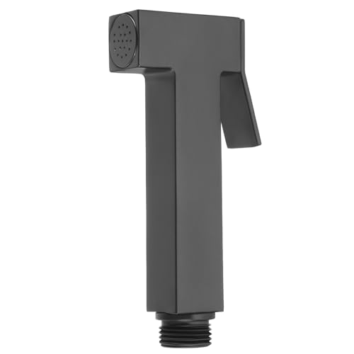 uxcell Pulverizador de bidé de mano para inodoro, kit de rociador de baño de metal ajustable cuadrado control de presión de agua para cocina, baño, inodoro, lavado, color negro