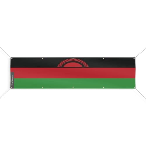 Drapeau du Malawi haut de gamme 130x520cm doté de 10 oeillets renforcés