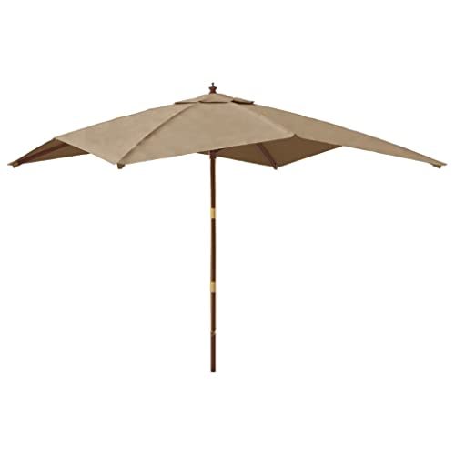 Parasol de jardin carré en bois stable face au vent avec poulie