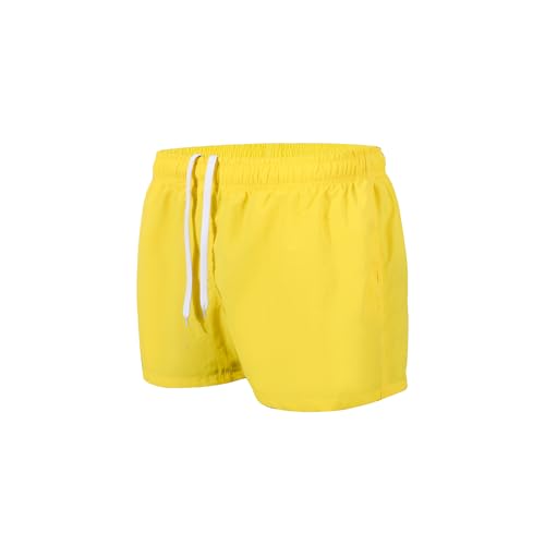 3 Inch Mens Swim Shorts Quick Dry Short Yellow Swim Trunks for Men Summer Suits XL2