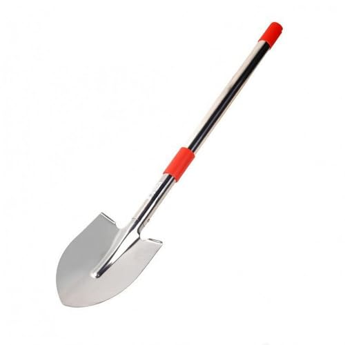 YWMJZEU Pala Acero Inoxidable Agarre Rojo Pala Telescópica Resistente Al Óxido Utensilio Exterior, Pala De Acero Inoxidable con Cabeza Puntiaguda, Telescópica De 1.3 Metros