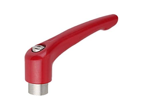 Image of Kipp 06451-0A027 Zinc Adjustable Handle with 10-24 inch Internal Thread, Modern Design Style, Stainless Steel Components, Inch, Ruby Red Powder-Coated Finish, Size 0