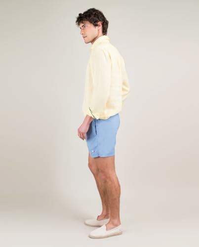 Bañador Liso Garment Dyed Azul El Ganso de algodón ligero 3