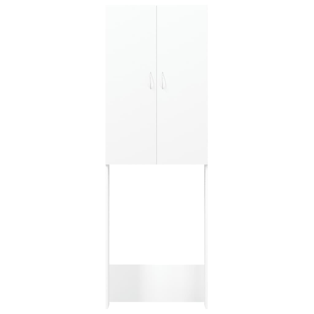 vidaXL Armario para Lavadora, Blanco, 64x25,5x190 cm, Madera de ingeniería, Mueble para lavandería con 2 Puertas y 3 Compartimentos, Estantería de baño, Mueble para el hogar