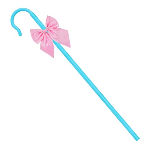 Vifcotlyp Shepherd Staff and Bow Tie World Book Day Costume Accessories Plastic Shepherd Hook Stick Blue Canes for Women for Book Character Dress Up Halloween Cosplay