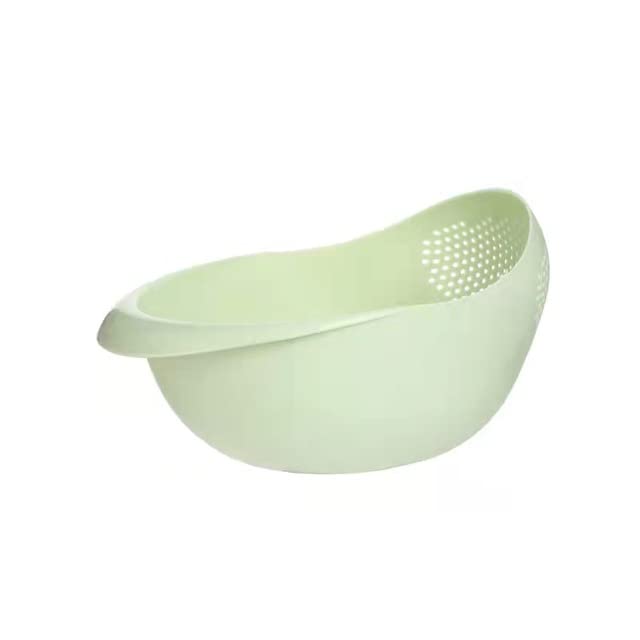 Rice Sieve Plastic Colander Kitchen Drain Basket with Handles Rice Bowl Strainer Strainer Basket Sink Drain Kitchen Tools (green)
