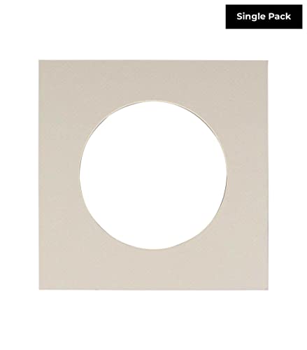 CountryArtHouse Grey Acid Free 18x18 Circle Picture Frame Mat with White Core Bevel Cut for 14x14 Pictures - Fits 18x18 Frame - Pack of 1 Matboard Show Kit with Acid Free Backing & Clear Bag
