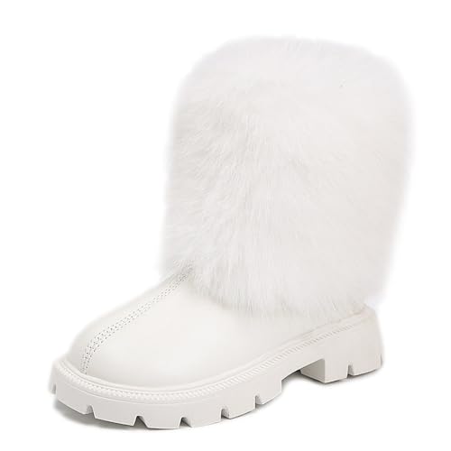 Girls' Waterproof Winter Ankle Boots Low Heel Zipper Chelsea Booties Fur-Lined, Warm Comfortable Snow Boots for Little Kids/Big Kids/Toddler