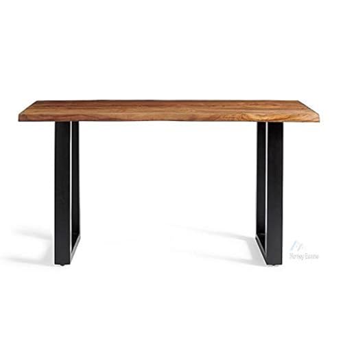Image of REDWOOD Sheesham Wood Modern Console Table for Living Room | Entryway Hallway Sofa & Fish Tank Table for Home & Office | Wooden Side Entrance Table with Black Iron Metal Legs | Brown Finish