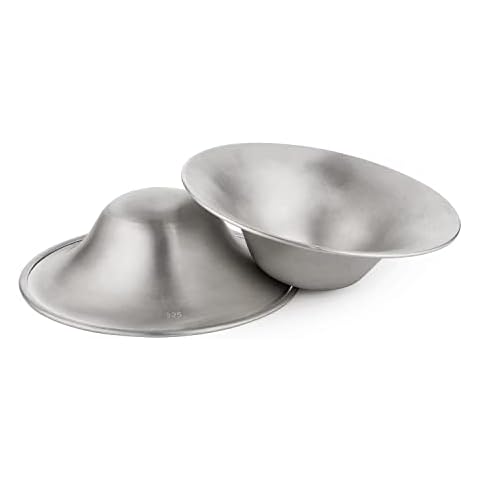 Otto Angelino Silver Nursing Cups - Nipple Shields for Breastfeeding Mothers, Soothe, Protect, Reusable, Tender, and Handmade Nipples Breast Shells, Milk Saver to Collect Breastmilk Leaks, One Size Cover