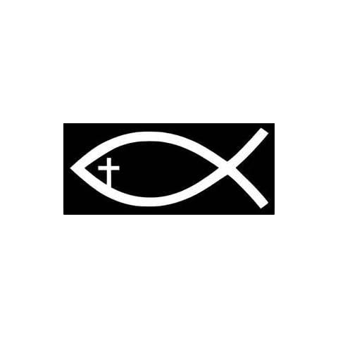 Chase Grace Studio Jesus Fish Christian Cross Vinyl Decal Sticker|White|Cars Trucks Vans SUV Laptops Wall Art|5.5" X 2.6"|CGS404 Cover