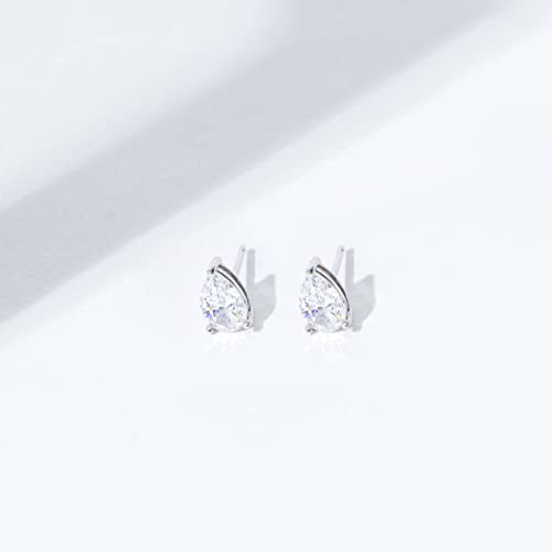 Amazon Collection Platinum-Plated Sterling Silver Infinite Elements Cubic Zirconia Pear-Cut Stud Earrings #TOP6