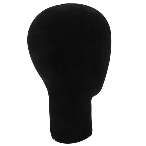 Mousse de polystyrène noir pour ce lot de 5 têtes de mannequin de 35cm avec socle stable - 4