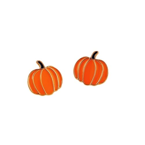 Fall Pumpkin Small Stud Earrings Gold Plated Halloween Thanksgiving Day Funny Cute Enamel Orange Vegetable Plant Lightweight Tiny Earrings for Women Autumn Holiday Party Christmas Fashion Jewelry Gifts (Pumpkin earrings)