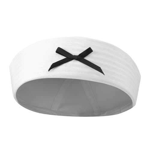 Ylucky Sailor Hat Navy Captain Cap with Bowknot Yacht Sun Hat Nautical Uniform Halloween Cosplay Party Costume (white-bowknot)