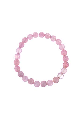 CMEI Natural Rose Quartz Gemstone Bracelet Stretchy Chakra Semi-Precious Gemstones 8mm (0.31") Beads Healing Crystal Quartz Women Men Girls Birthday Gifts (Rose Quartz)