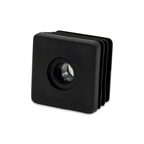 Image of Flyshop Black M6 Threaded Plastic Plugs Square Tube End Caps Tubing Plugs Inserts Furniture Glider 25 mm x 25 mm 4 Pcs
