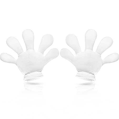 Geyoga 1 Pair White Jumbo Cartoon Hands White Fingers Jumbo Cartoon Hands Halloween Costume Gloves Accessory for Role Playing Party