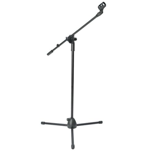 GREENSAPPIRE Adjustable Boom Mic Stand Tripod with Dual Mic Clips Black
