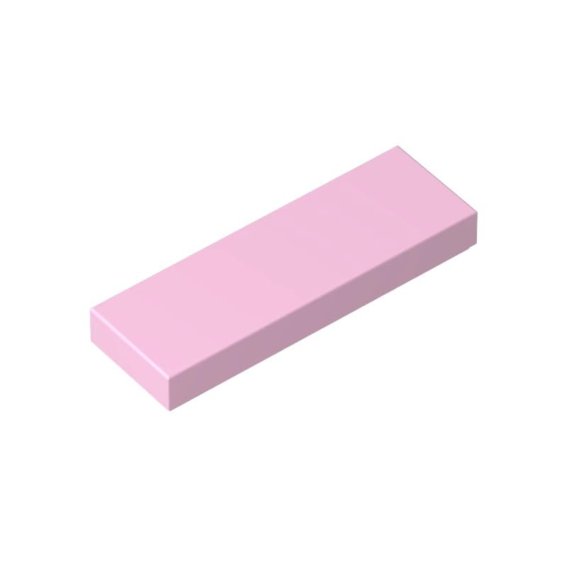 Gobricks 63864 Foundation Plate Tile 1x3 50 Pieces GDS-562 Compatible with Lego Building Blocks Color:light pink — image 1