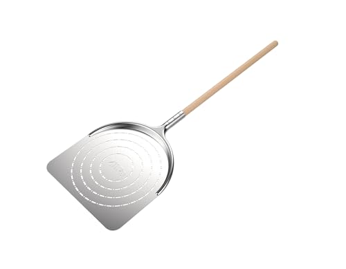 ZiiPa • Pelle À Pizza Perforée Aquila • Acier Inox Alimentaire • Manche Bois Ergonomique • Longue 91 cm • Anti-Résidus Farine • Ustensile Pizza...