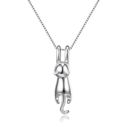 BriLove Dainty Cute 925 Sterling Silver Cat Pendant Necklaces Gift