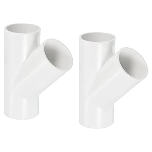 PATIKIL 40mm PVC Pipe Fittings, 2 Pack 3 Way 45 Degree Angle Water Tubing Joint Connectors Adapters for Garden Irrigation Home Aquarium