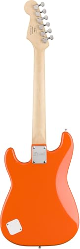 Image of Fender Squier 3 /4 Size Kids Mini Strat Electric Guitar Learn-to-Play Bundle w / Amp, Cable, Tuner, Strap, Picks, Fender Play Online Lessons, and Austin Bazaar Instructional DVD - Competition Orange