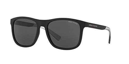 A|X ARMANI EXCHANGE Mens AX4049SF Low Bridge Fit Square Sunglasses, Matte Black/Grey, 57 mm2