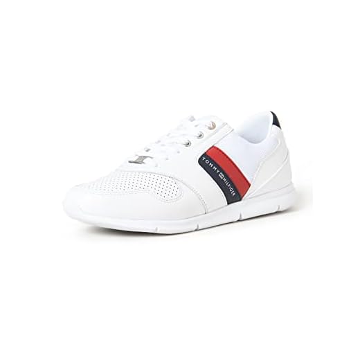 Tommy Hilfiger Sneaker para Mujer Lightweight Leather Sneaker, Blanco (Rwb), 38