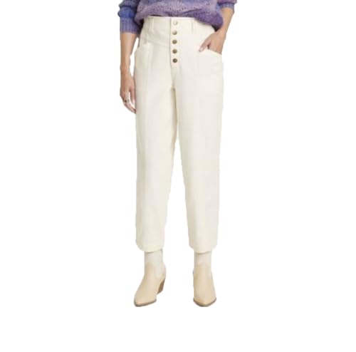 Knox Rose Women's Mid-Rise Tapered Fit Cargo Pants - (US, Alpha, Large, Regular, Regular, Egret Off-White)